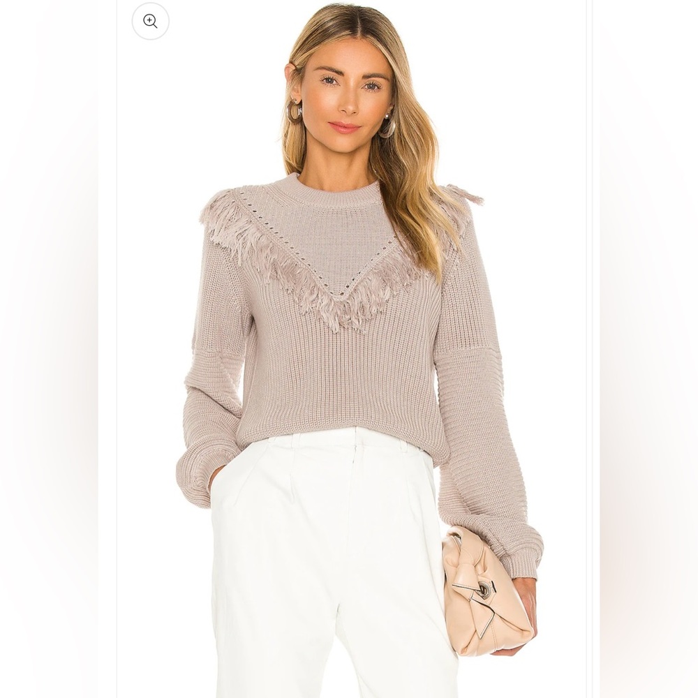 Tularosa Women’s Samara Fringe Sweater Color Nude Size M